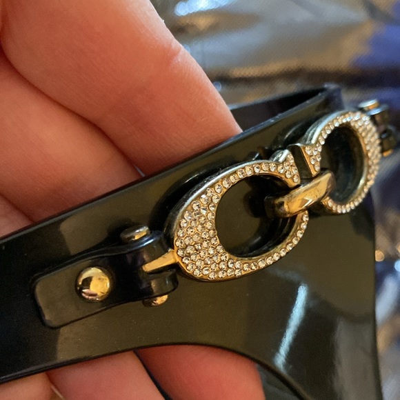 Coach Black Logo Crystal Logo Jelly Flip Flops - Picture 10 of 16